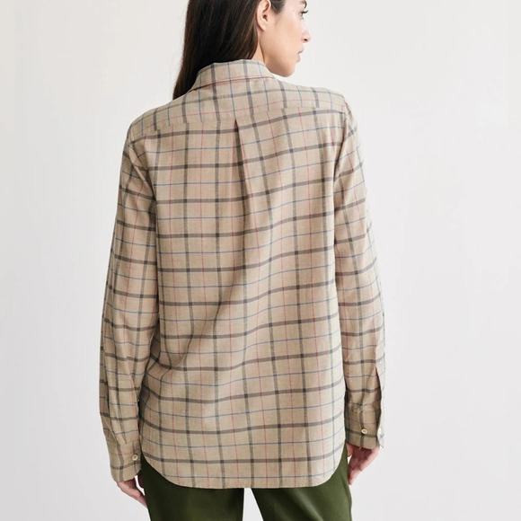 Jenni Kayne Lightweight Flannel Taupe Plaid XS - Picture 3 of 11